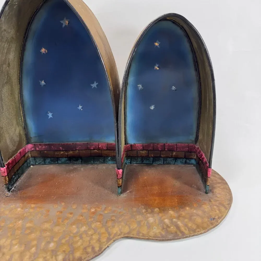 Vintage Christmas Nativity Scene Arch Stable Background Display Rustic CBK